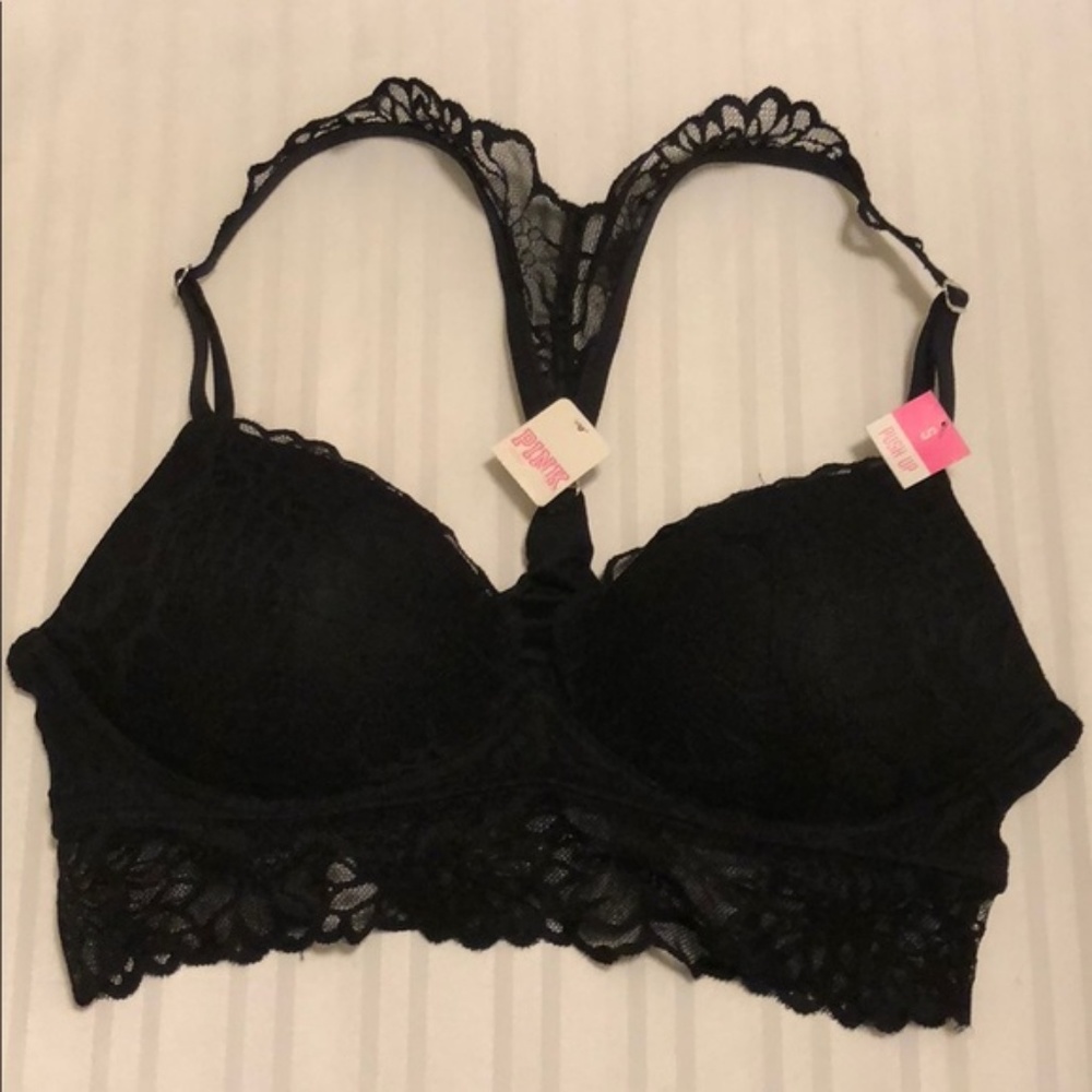 NWT- VS PINK LACE RACER BACK PADDED PUSH UP BRA - Picture 4 of 5